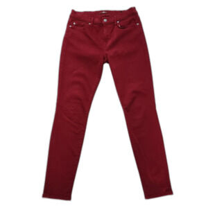 7 For All Mankind Burgundy Red Super Skinny Jeans Size 28